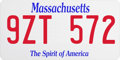MA license plate 9ZT572
