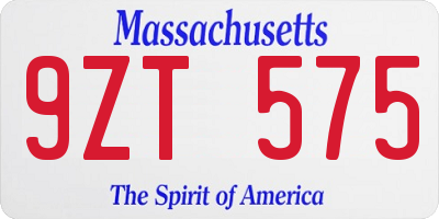 MA license plate 9ZT575