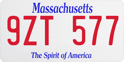 MA license plate 9ZT577
