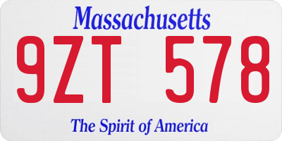 MA license plate 9ZT578