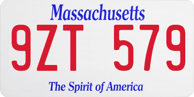 MA license plate 9ZT579