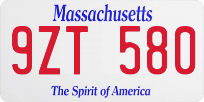MA license plate 9ZT580