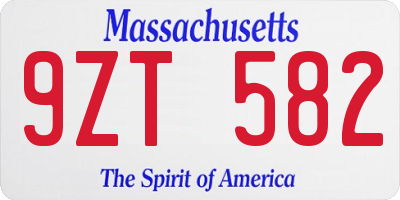 MA license plate 9ZT582