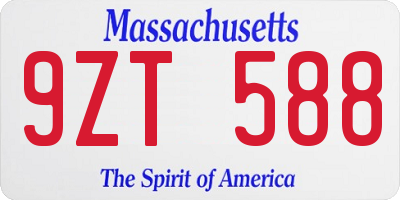 MA license plate 9ZT588