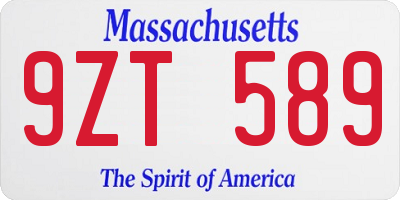 MA license plate 9ZT589