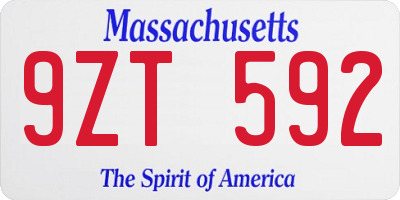 MA license plate 9ZT592