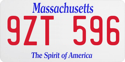 MA license plate 9ZT596