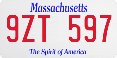 MA license plate 9ZT597