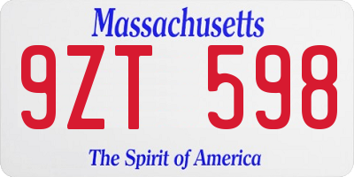 MA license plate 9ZT598