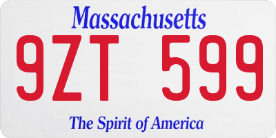 MA license plate 9ZT599