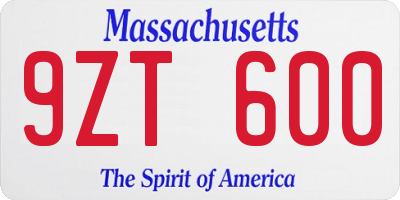MA license plate 9ZT600