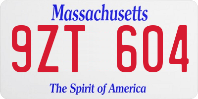 MA license plate 9ZT604