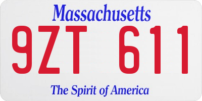MA license plate 9ZT611