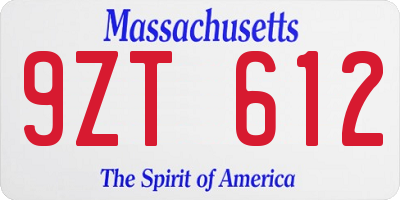 MA license plate 9ZT612