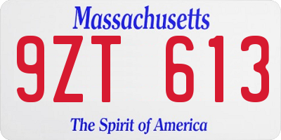 MA license plate 9ZT613