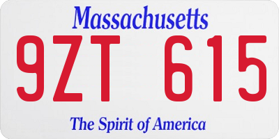 MA license plate 9ZT615