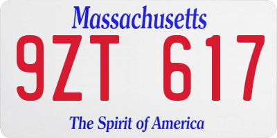 MA license plate 9ZT617