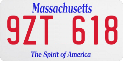 MA license plate 9ZT618