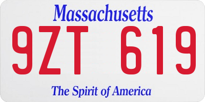 MA license plate 9ZT619
