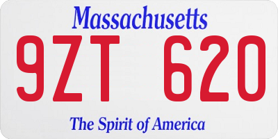MA license plate 9ZT620