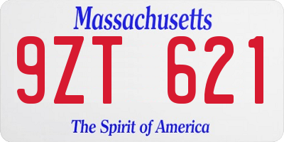 MA license plate 9ZT621