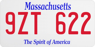 MA license plate 9ZT622