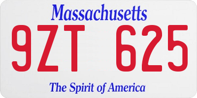 MA license plate 9ZT625