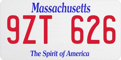 MA license plate 9ZT626