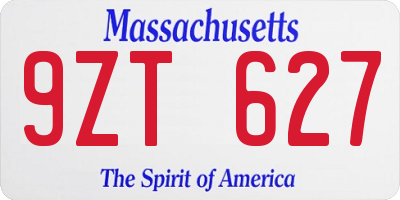 MA license plate 9ZT627