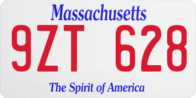 MA license plate 9ZT628