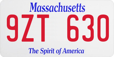 MA license plate 9ZT630