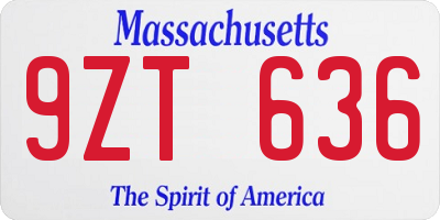 MA license plate 9ZT636