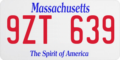 MA license plate 9ZT639