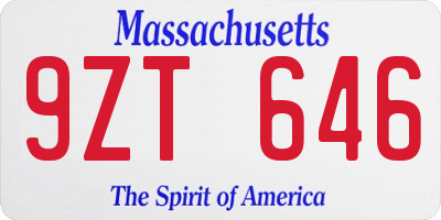 MA license plate 9ZT646