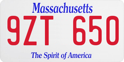 MA license plate 9ZT650