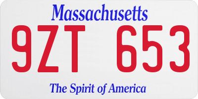 MA license plate 9ZT653