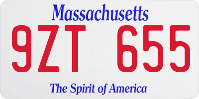 MA license plate 9ZT655