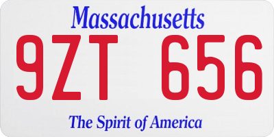 MA license plate 9ZT656