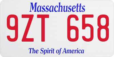 MA license plate 9ZT658