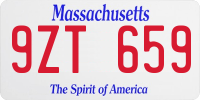MA license plate 9ZT659