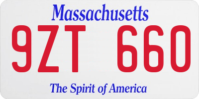 MA license plate 9ZT660