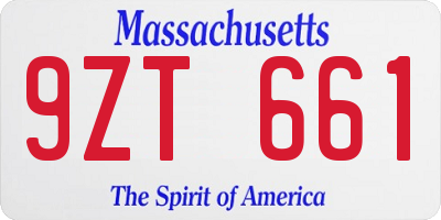 MA license plate 9ZT661