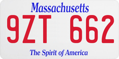 MA license plate 9ZT662