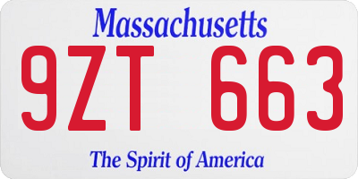 MA license plate 9ZT663