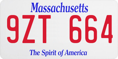 MA license plate 9ZT664