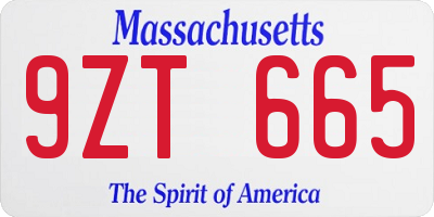 MA license plate 9ZT665
