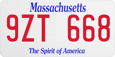 MA license plate 9ZT668