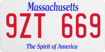 MA license plate 9ZT669