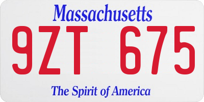 MA license plate 9ZT675