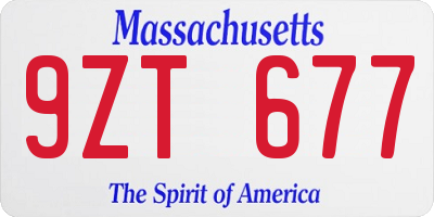 MA license plate 9ZT677